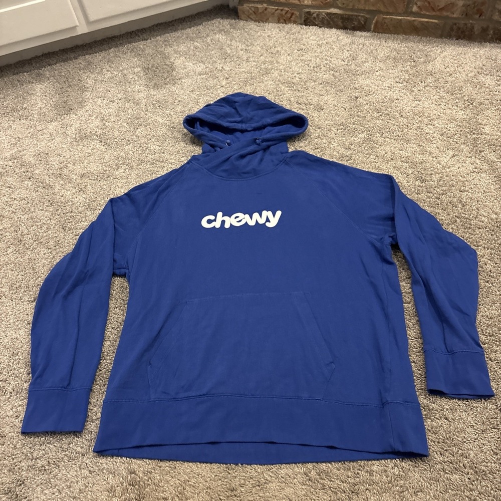 Employee exclusive Chewy Pet Dog Cat Food Toys hoodie Work Blue Unisex XL Rare